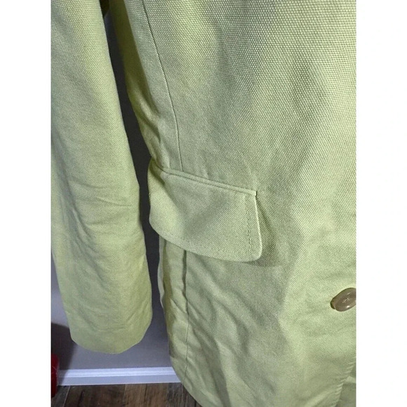 Ann Taylor 100% Cotton Green Peacoat Size S Cowl Neck Button Front - Picture 3 of 8